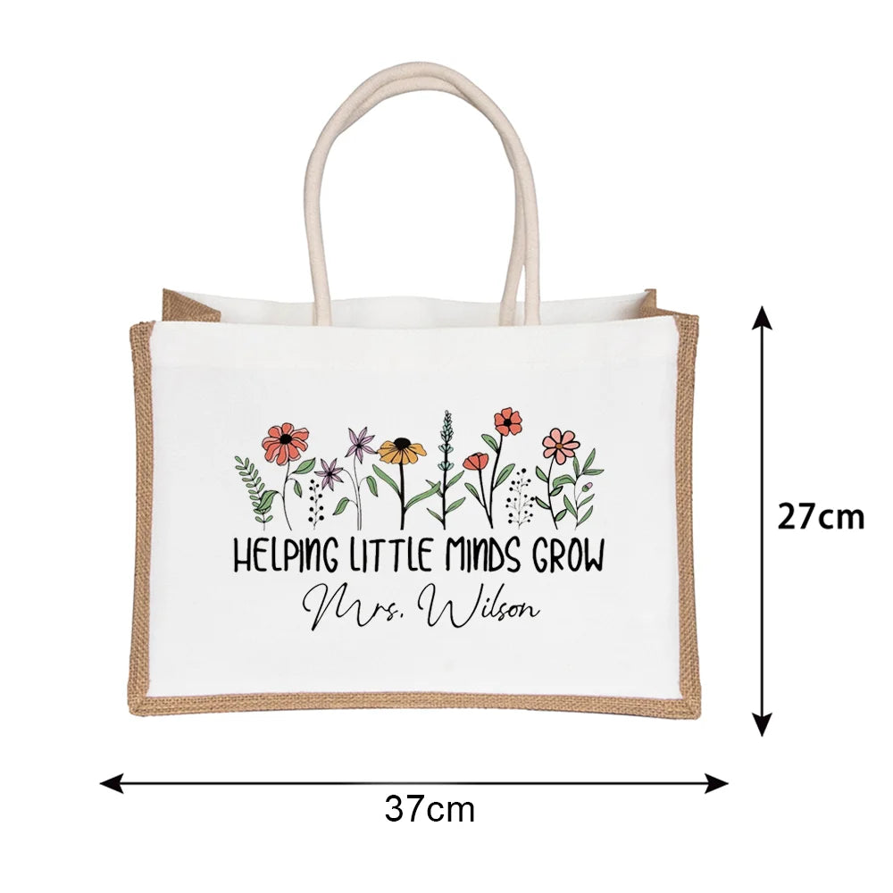 Personalized Floral Canvas Tote Bag – Teacher Appreciation Gift