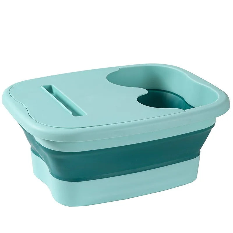 Foldable foot bath tub – portable, covered basin with ergonomic design, suitable for travel and home use Peaceful Pleasures Health and Wellness green