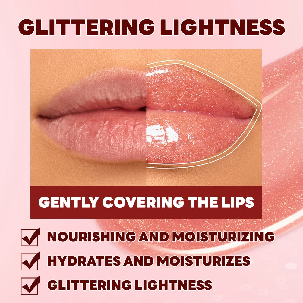 QIBEST Glitter Lip Glaze Makeup Kits Long Lasting Lip Gloss Waterproof Liquid Lipstick Lip Oil Moisturizing Lip Tint Cosmetics Peaceful Pleasures Health and Wellness