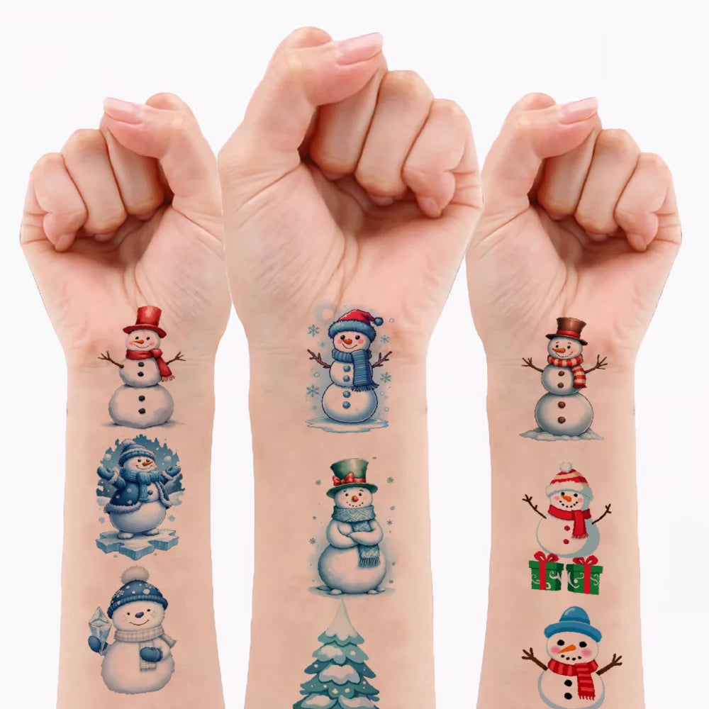 54-Pack Christmas Snowman Temporary Tattoos – Waterproof Stickers