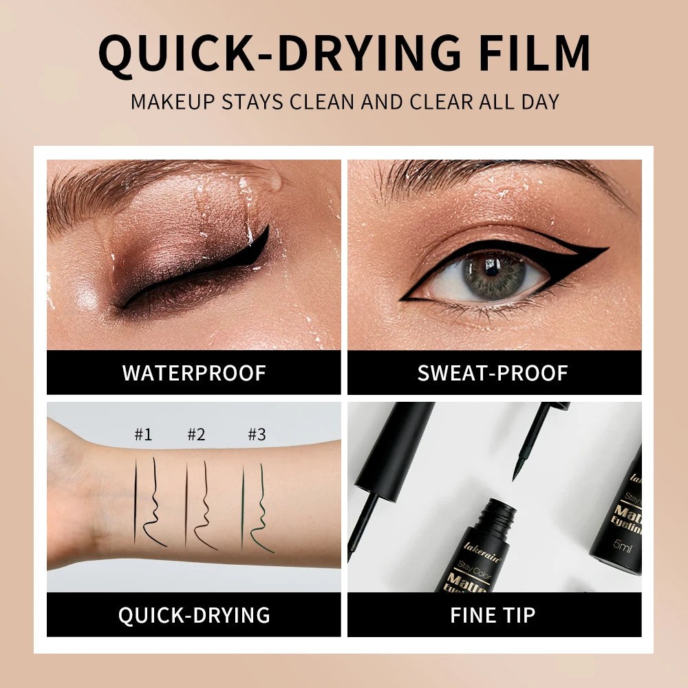 3Colors Matte Waterproof Liquid Eyeliner Pencil Sweatproof Quick Dry Easy To Wear High Pigment Brown Liquid Eyeliner Eye Makeup Peaceful Pleasures Health and Wellness