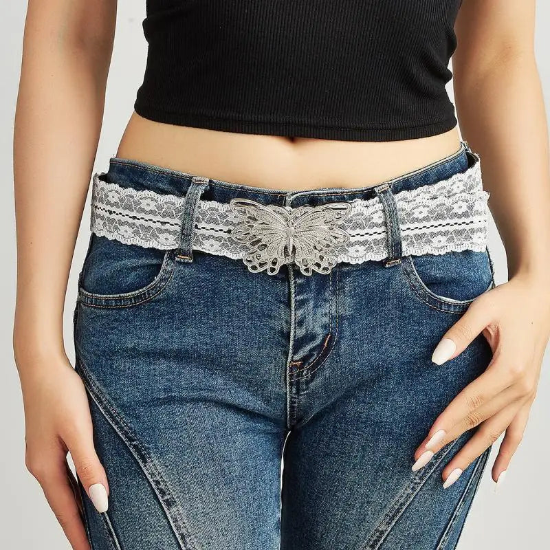Romantic Lace Cinch Belt | Adjustable White Floral Waistband