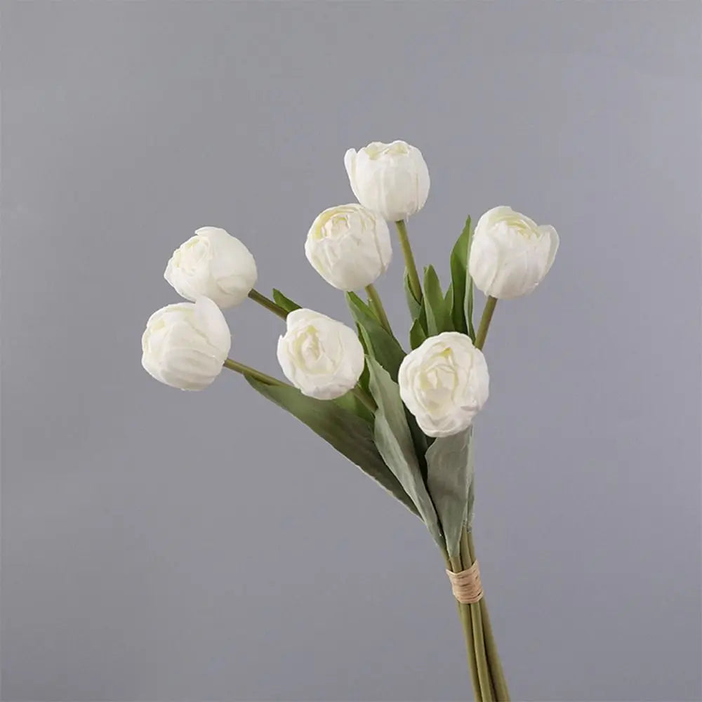7-Head Artificial Silk Tulip Branches | Realistic Faux Flowers