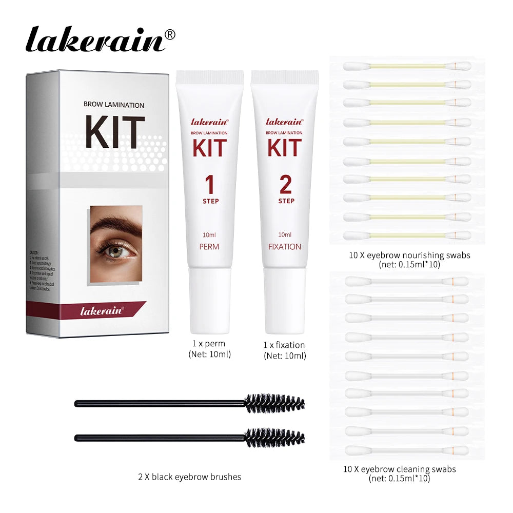 Lakerain Brow Lamination Kit Semi-Permanent Full Thick Lamination Brows Lifting Perming Setting Cream Tools Set Salon Home Use Peaceful Pleasures Health and Wellness