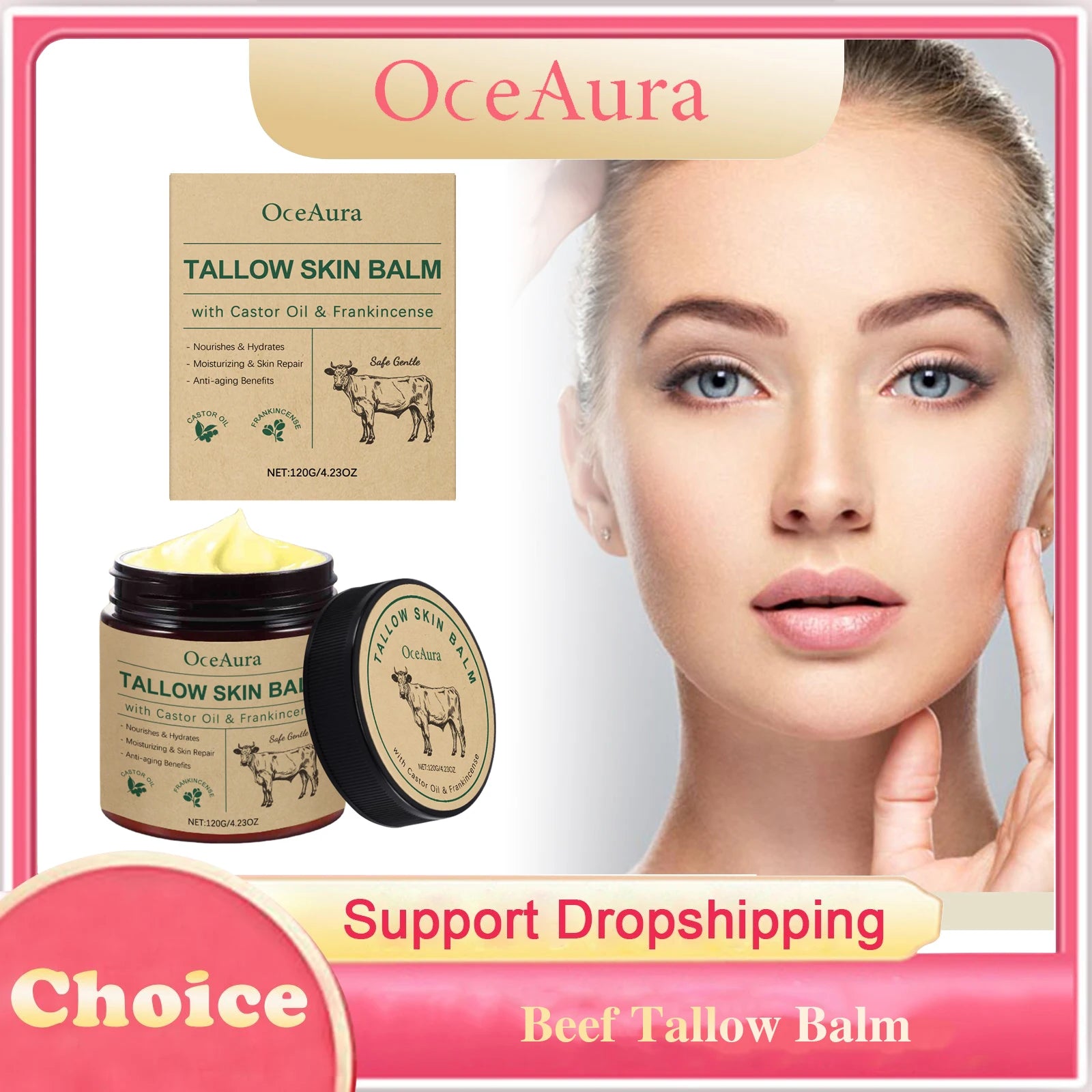Beef Tallow Moisturizing Balm Wrinkle Remover Brightening Firming Smoothing Repair Fade Fine Lines Soft Facial Nourishing Cream Peaceful Pleasures Health and Wellness