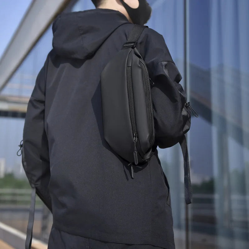 Men's Waterproof Crossbody Bag – PU Messenger Bag for Travel