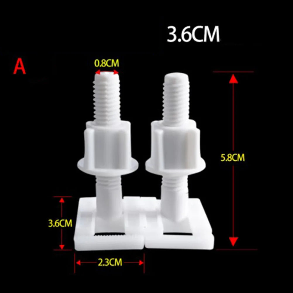 Toilet Seat White Hinges Full Bolts Screws Bathroom Repair Kits Tools