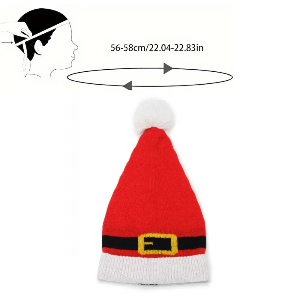 Cute Knitted Santa Hat with Pom Pom - Soft Christmas Beanie for Holiday Parties, Photo Props, Festive & Navidad Noel Xmas Decor Peaceful Pleasures Health and Wellness
