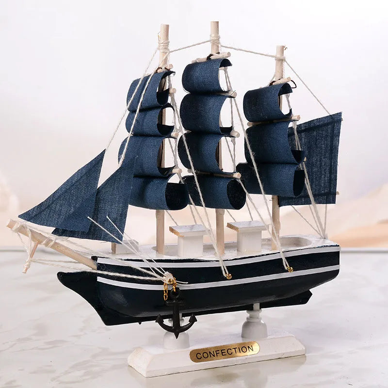 Wooden Sailing Ship Mediterranean Decoration Handmade Carved Nautical Boat Model Gift Gift Sailing Ship Boat Model Peaceful Pleasures Health and Wellness