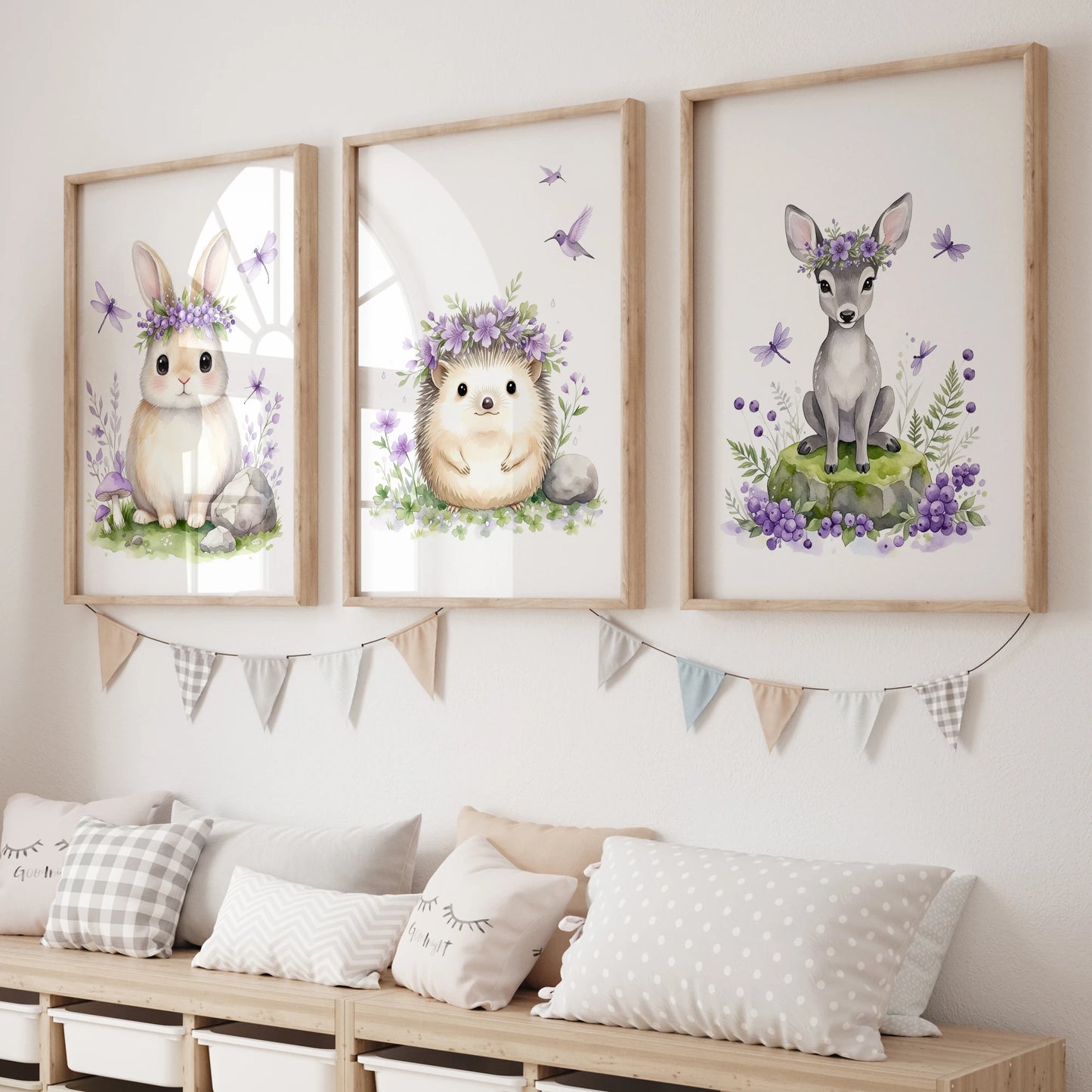 3-Piece Cartoon Animals Canvas Wall Art | Kids Room Decor
