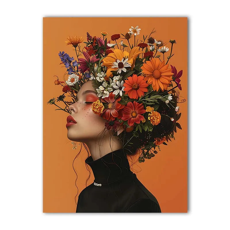 Nordic Canvas Wall Art – Woman & Flowers Vintage Poster Print Canvas Wall Art Peaceful Pleasures Health and Wellness 05 40x60cm No Frame China Mainland