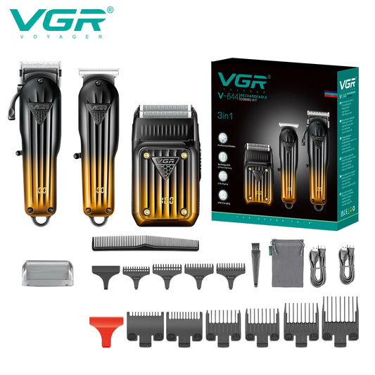 VGR 644 gradient hair cutting combination electric shaver rechargeable professional men's hair clipper carving electric pusher Peaceful Pleasures Health and Wellness 644 usb