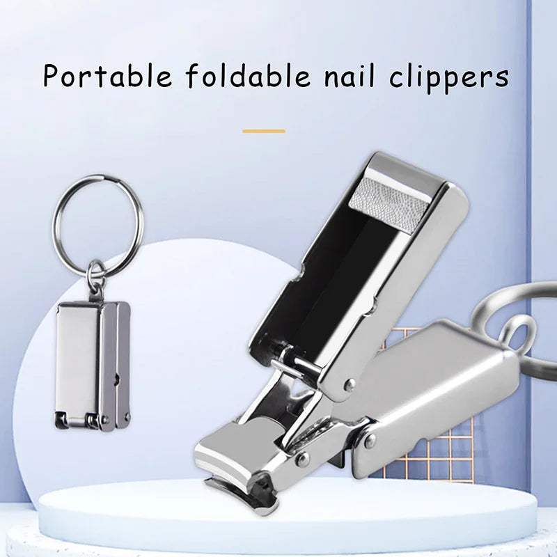 1pc Stainless Steel Mini Folded Nail Clipper With Key Ring Handle Rotary Nail Clipper Nail Accessories And Tools Small Scissors Peaceful Pleasures Health and Wellness onesize