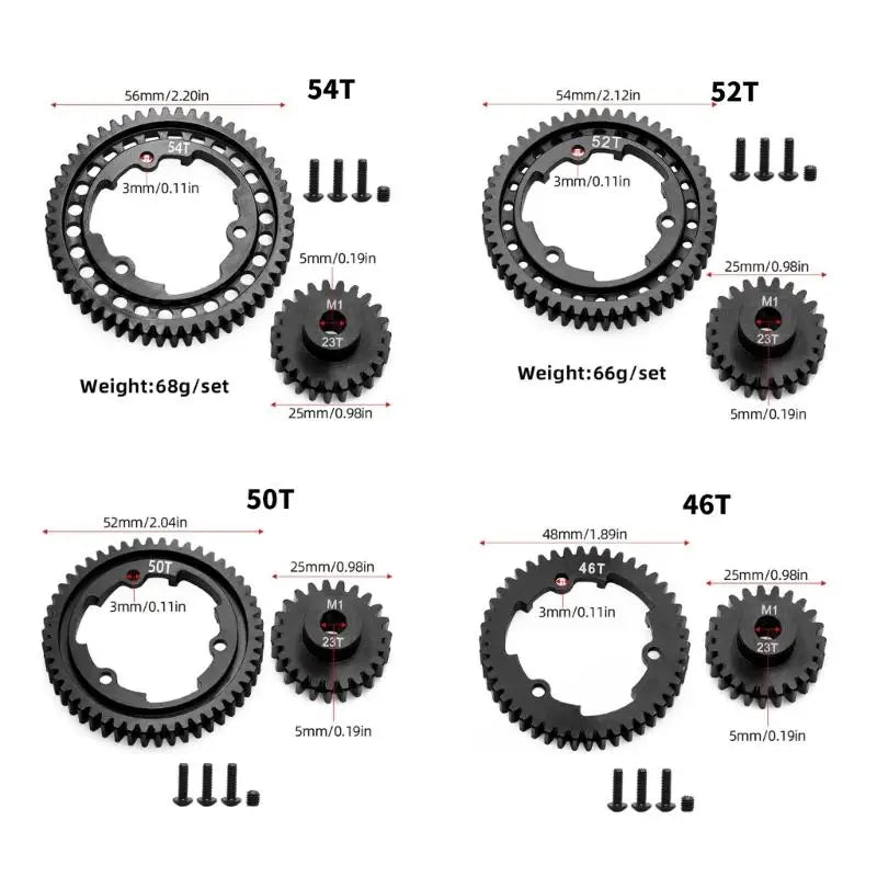 RC Car Alloy Upgrade Gear Set | 46T 50T 52T 54T + 23T Pinion