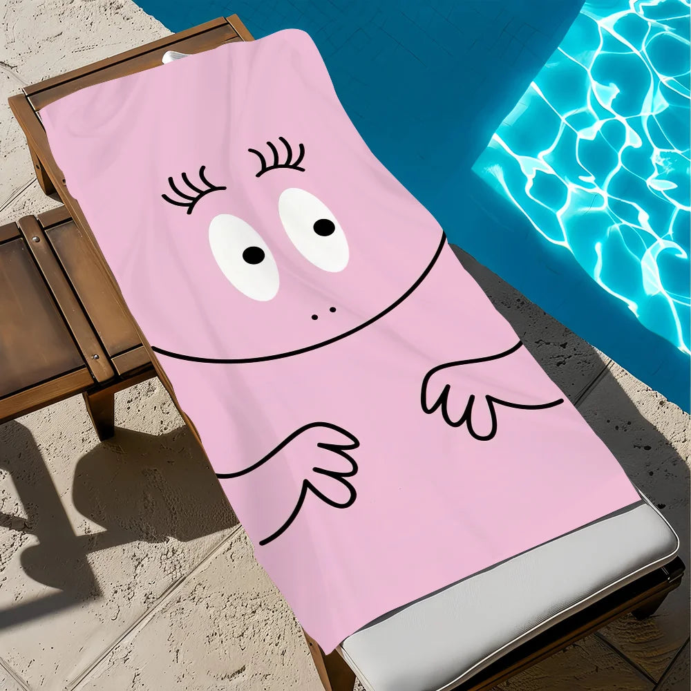 Barbapapa Cartoon Quick-Dry Beach Towel | Soft Pool Travel Towel