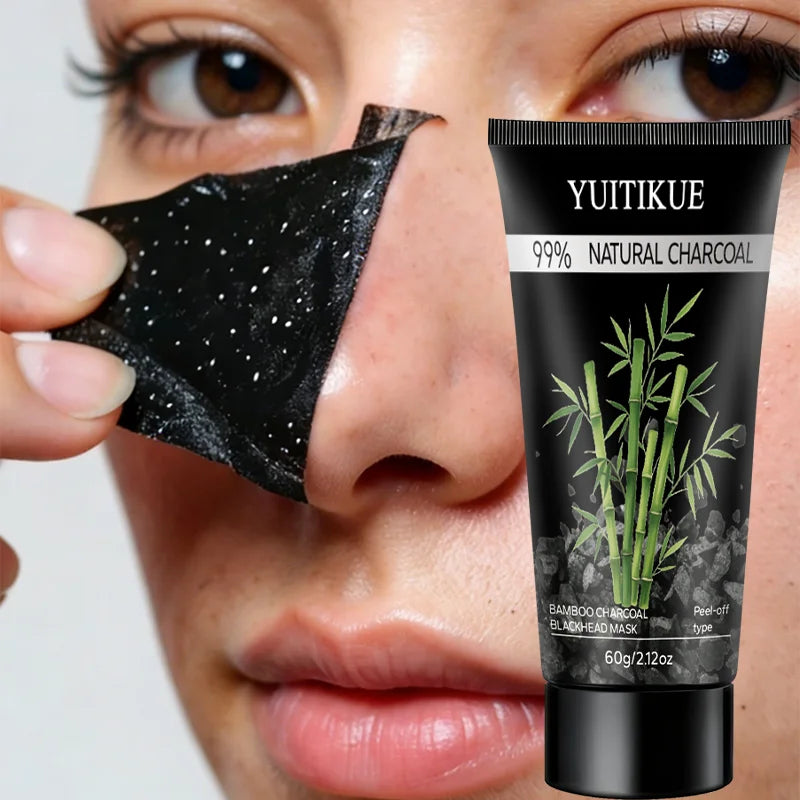YUITIKUE Bamboo Charcoal Blackhead Mask 60g 99% Natural Charcoal Peel-off Mask for Deep Cleansing Peaceful Pleasures Health and Wellness