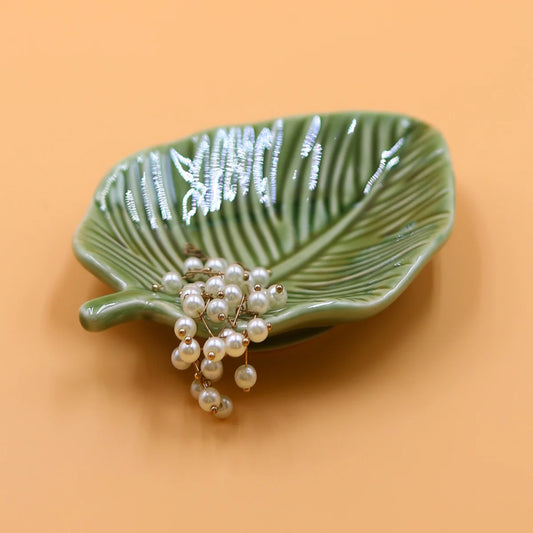 1Pcs Leaf-Shaped Jewelry Organizer Tray for Rings, Earrings, Bracelets & Keys‌ Storage Tray Peaceful Pleasures Health and Wellness