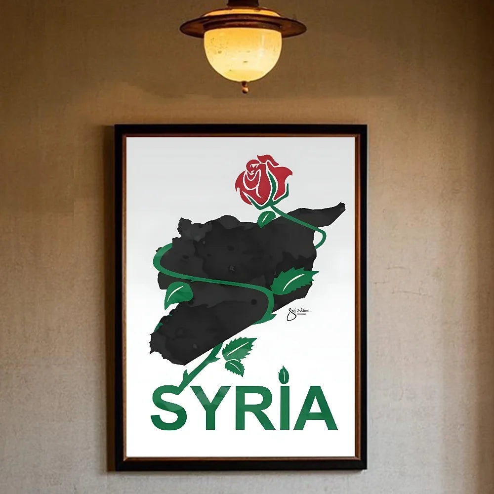 Syrian Revolution Flag HD Wall Poster – Waterproof PVC Decor Wall Art Poster Peaceful Pleasures Health and Wellness z7 40X50cmNoframe
