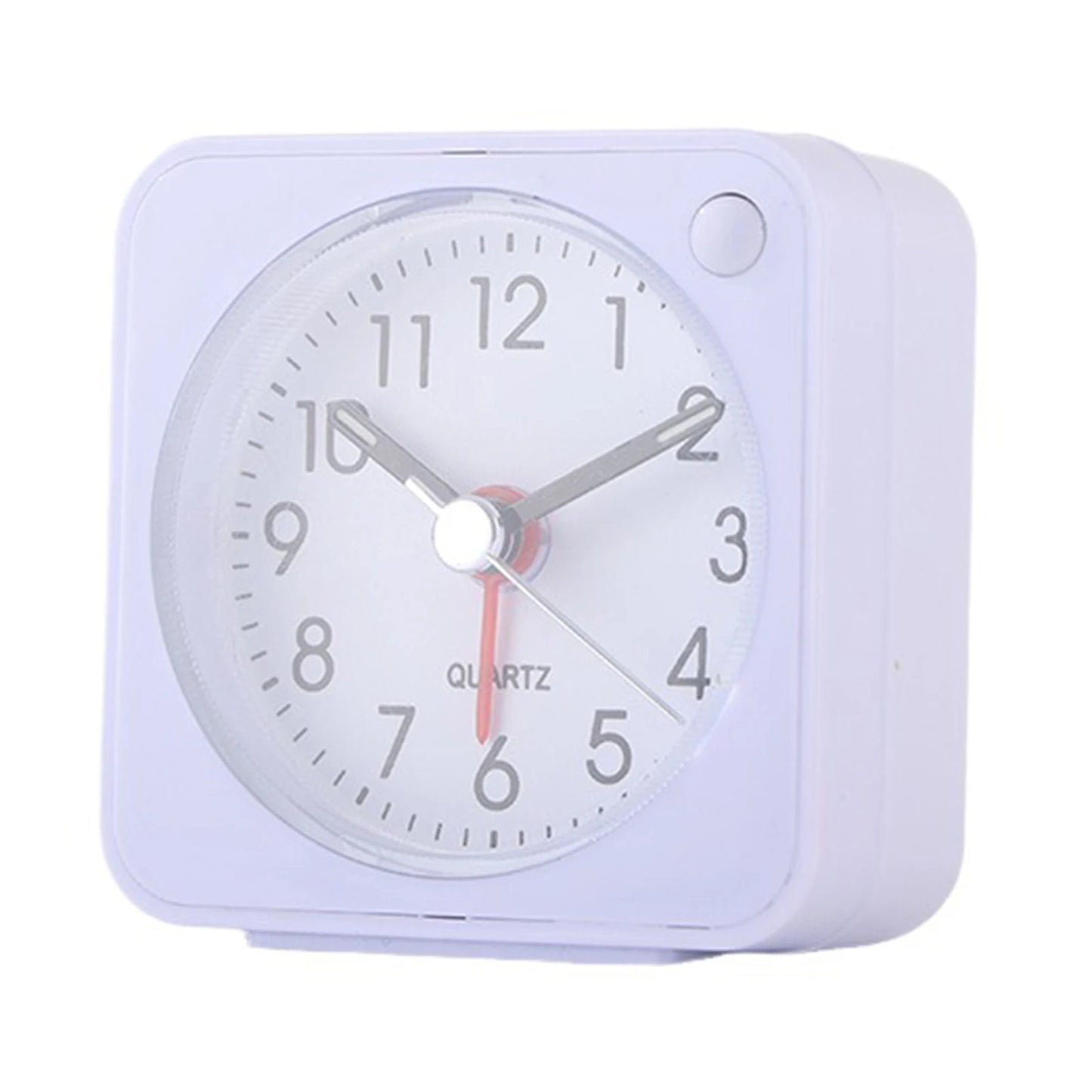 Mini Square Travel Alarm Clock – Silent Analog with Night Light