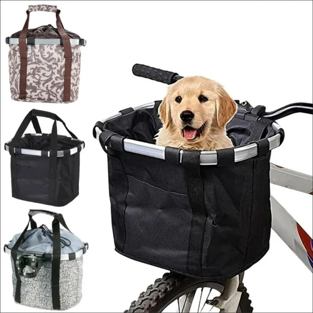 2-in-1 Bike Front Basket & Pet Carrier Bag – 5KG Handlebar Bag