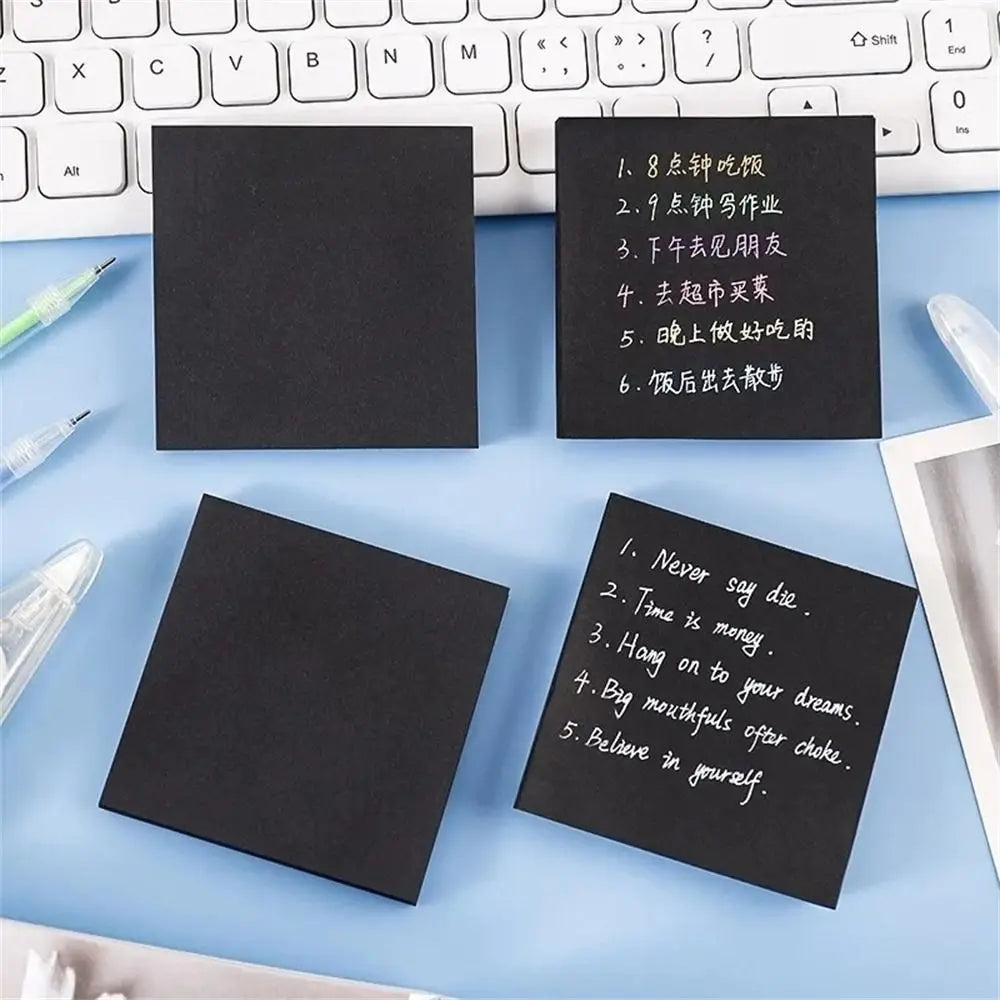 Black Sticky Notes 3x3 – 50 Sheet Self-Adhesive Memo Pad