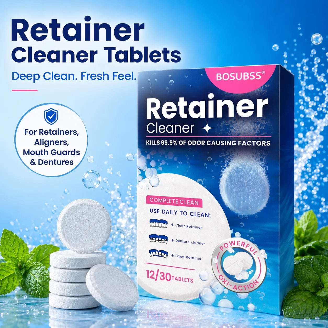 Denture Cleaning Tablets for Retainers, Mouth Guards & Braces