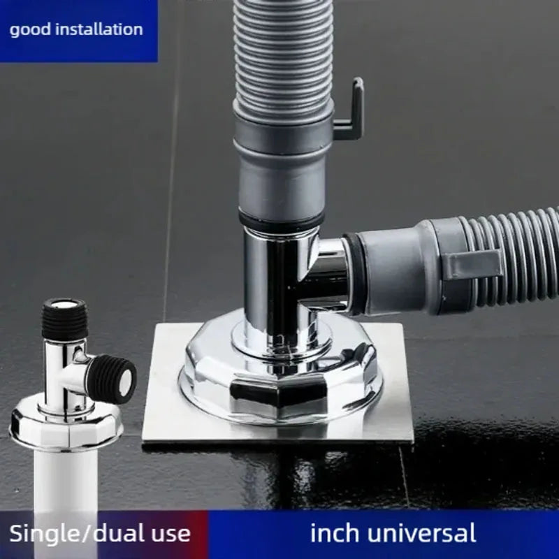 3-Way Washing Machine Drain Pipe Tee | Odor-Proof Floor Drain