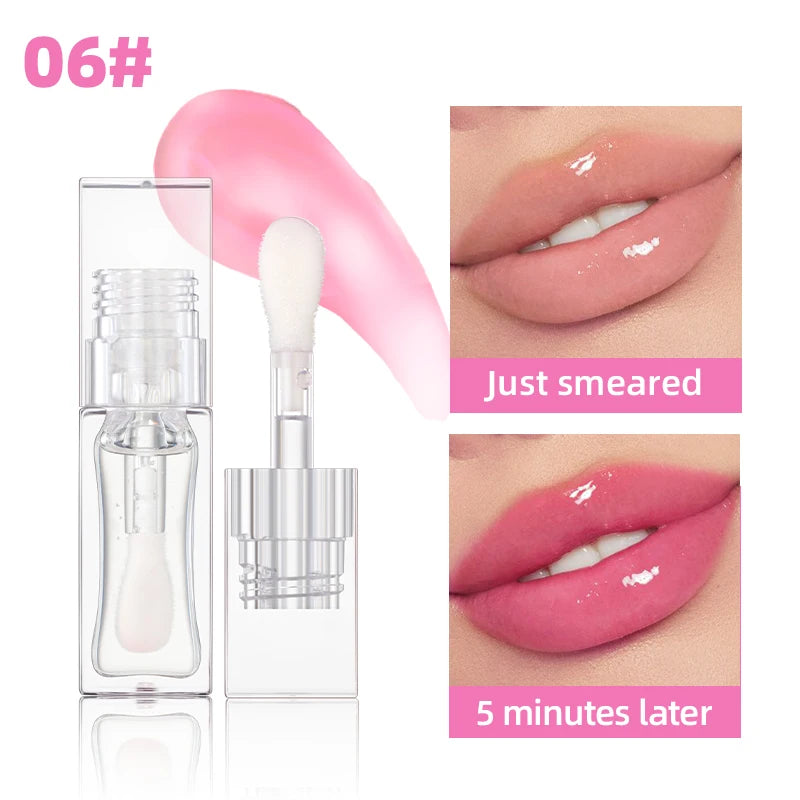 QIBEST Pearlescent Mirror Lip Glaze Temperature Color Changing Lip Oil Moisturizing Shiny Lipgloss Long-lasting Lip Tint Makeup Peaceful Pleasures Health and Wellness 06