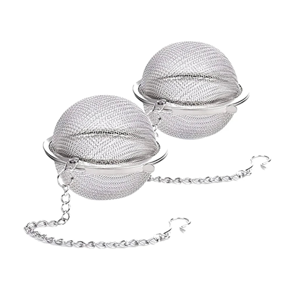 2/4PC Stainless Steel Tea Ball Mesh Infuser Strainers Tea Filter Interval Diffuser Tea Ball Loose Leaf Tea Strainer Kitchen Tool Peaceful Pleasures Health and Wellness 2PCS