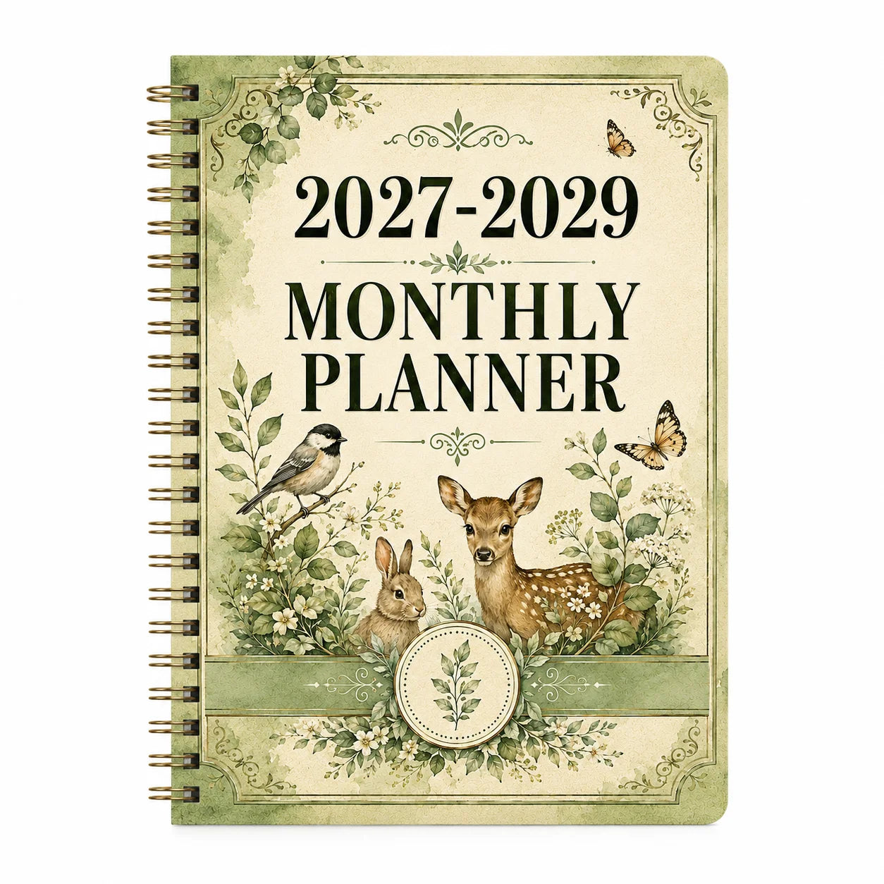 2027-2029 Forest Animal Wind Monthly Plan A5 Spiral Binding Schedule