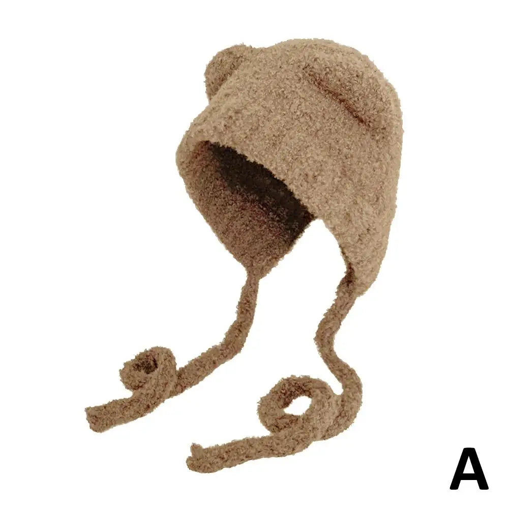 Women's Bear Ear Beanie – Cute Plush Knit Winter Hat