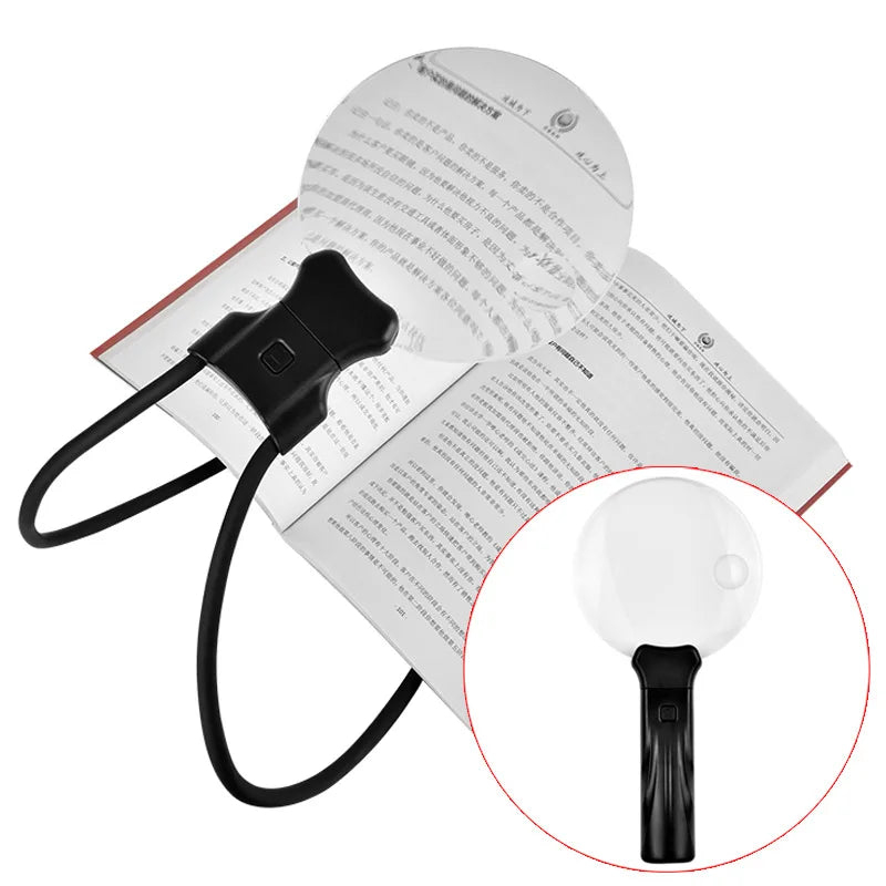 Led Neck Wear Magnifier Handheld Magnifying Glass Rechargeable Desktop Large Screen Lens Magnifier for Reading Sewing Jewels Peaceful Pleasures Health and Wellness 110mm