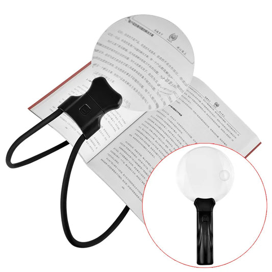 Led Neck Wear Magnifier Handheld Magnifying Glass Rechargeable Desktop Large Screen Lens Magnifier for Reading Sewing Jewels Peaceful Pleasures Health and Wellness 110mm