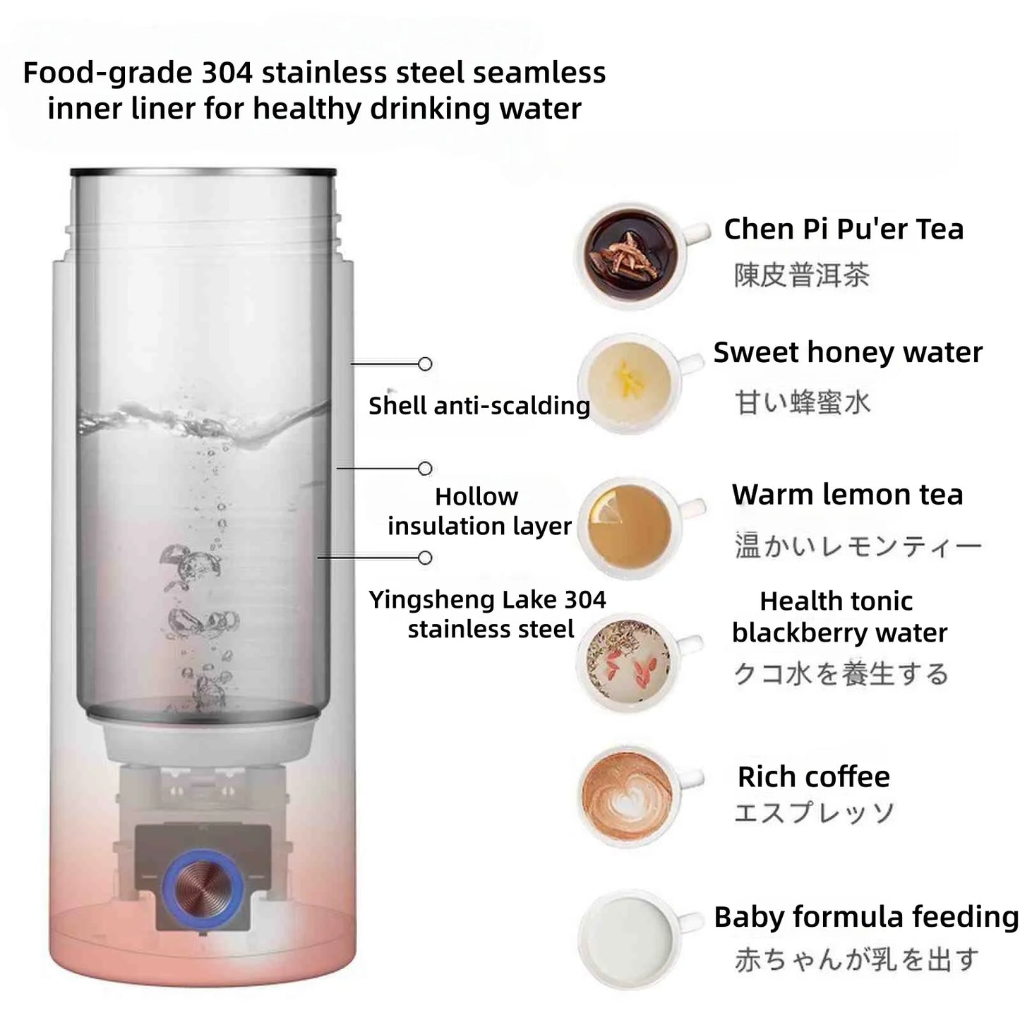 400ML Electric heating cup small portable electric heating water cup insulation one boiling water kettle travel Peaceful Pleasures Health and Wellness