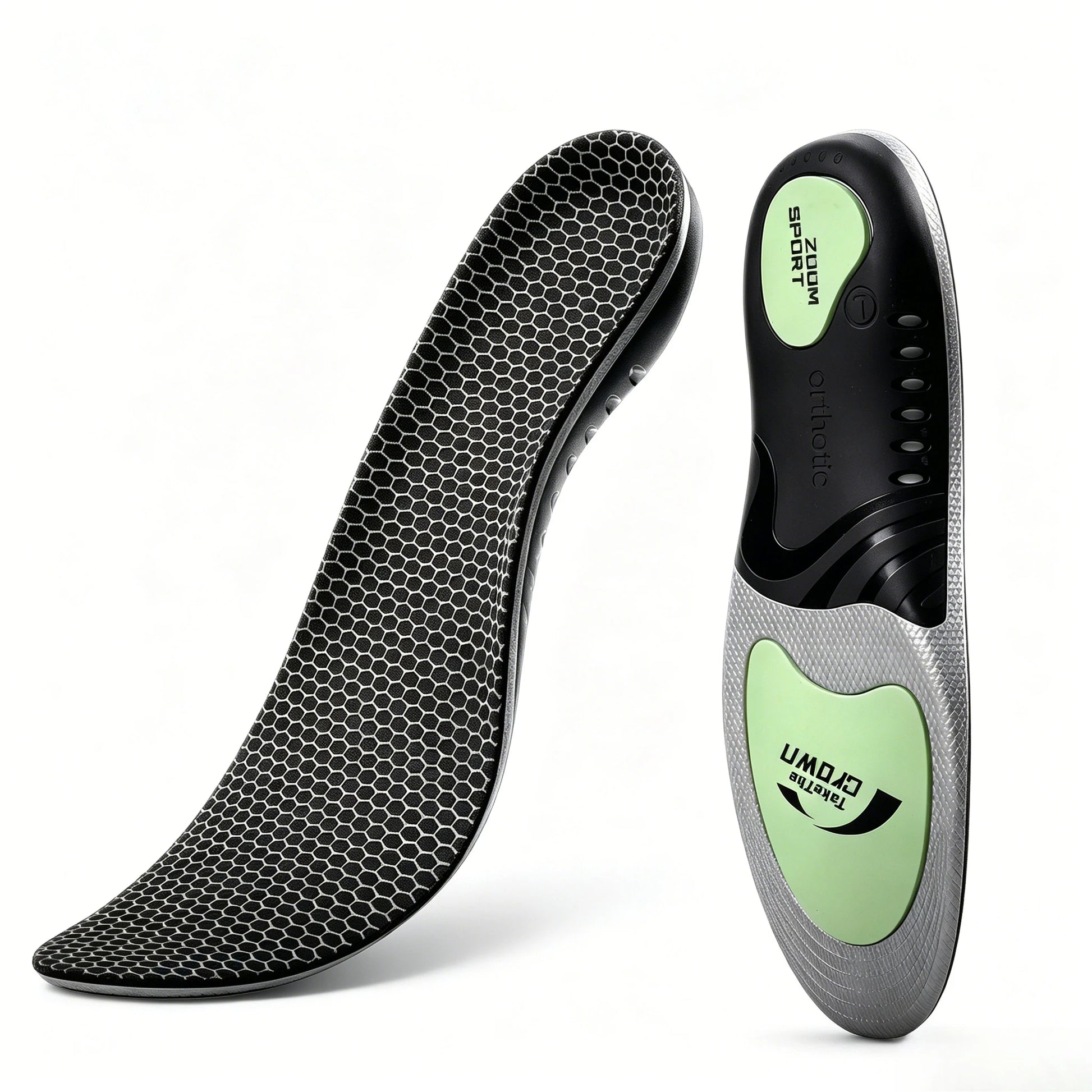 1 Pair EVA Arch Support Orthotics Shock-Absorbing Sports Insoles for Running Walking Standing All Day Foot Pain Relief Shoe Pads Peaceful Pleasures Health and Wellness Green XXL