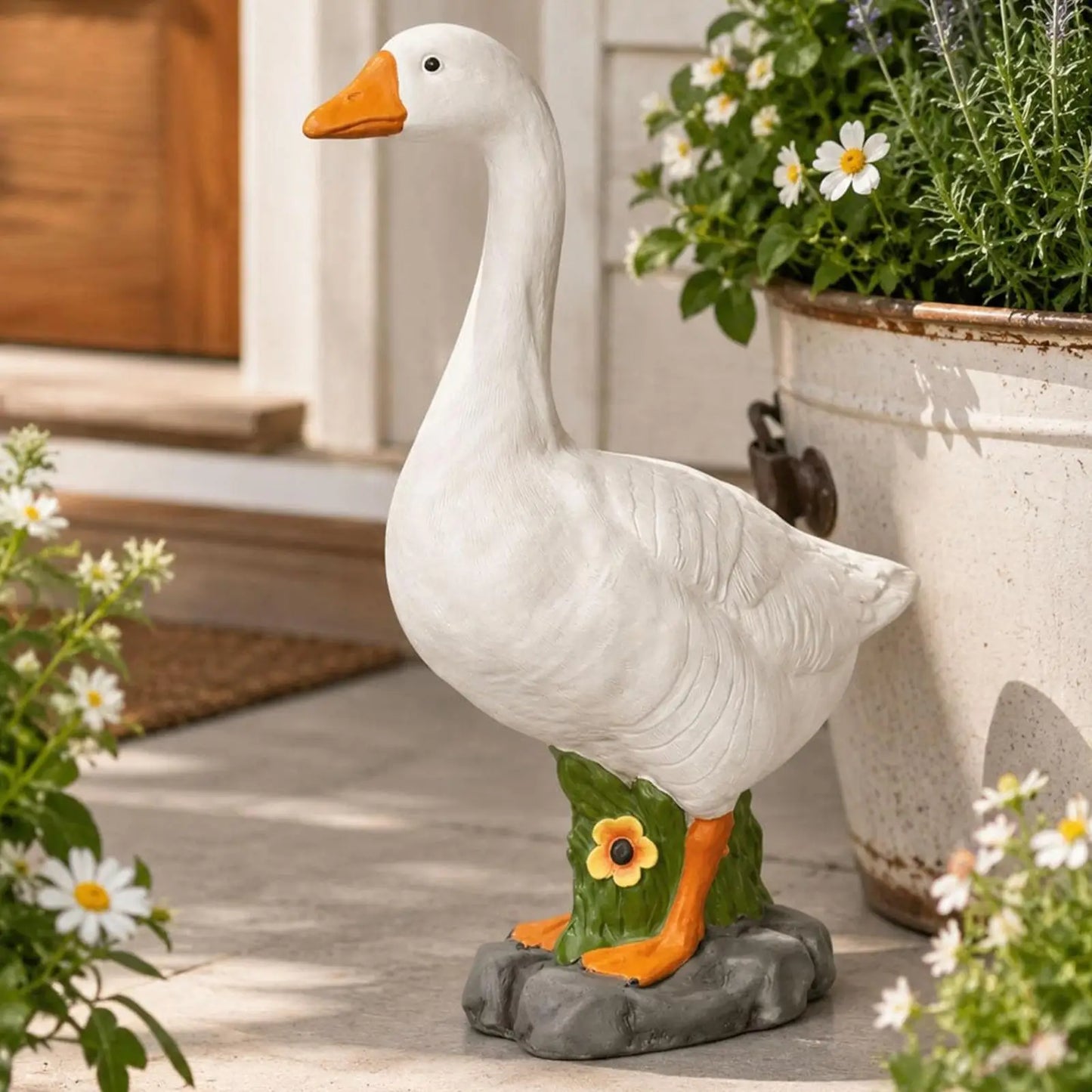 Resin Porch Goose Statue – Outdoor Garden & Yard Decor