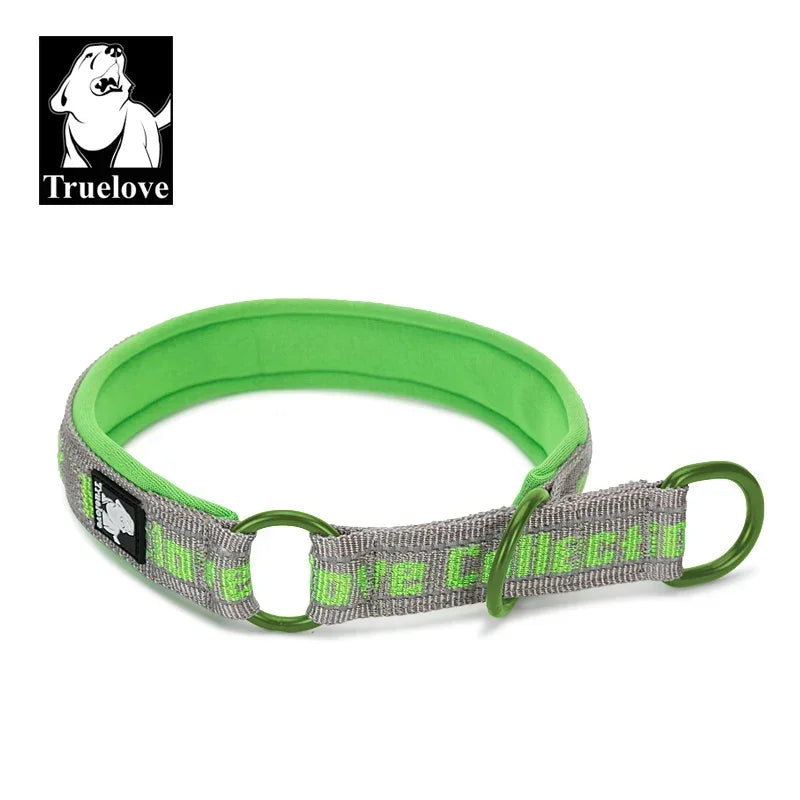 Truelove P-Chain Nylon Pet Collar Adjustable Reflective SBR Neoprene Pull-resistant Explosion-proof Dog and Cat Travel TLC5371 Peaceful Pleasures Health and Wellness grass green-gray XXXL China Mainland