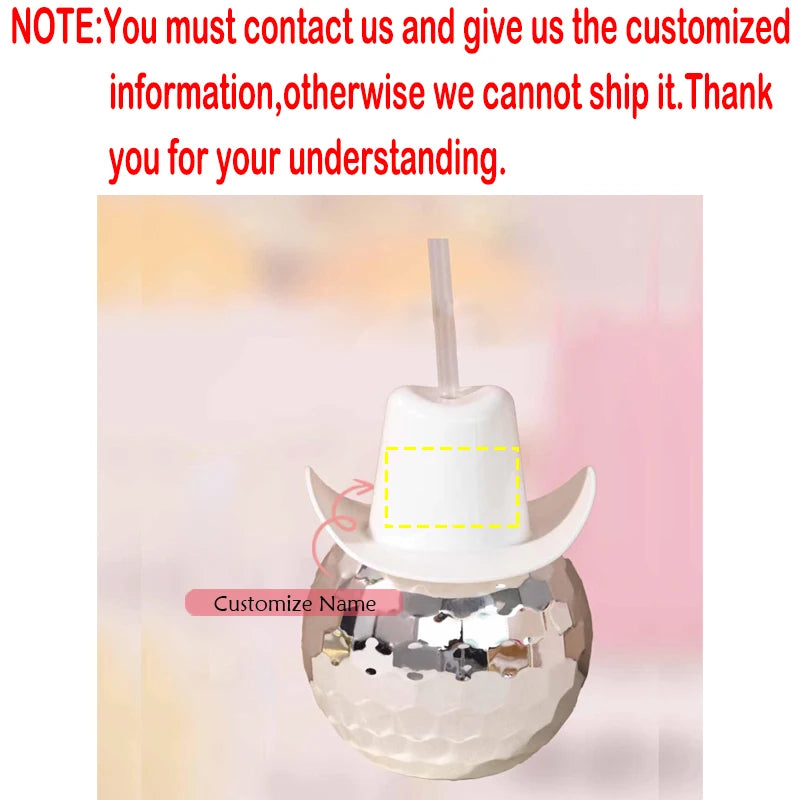 Personalized Disco Ball Cowboy Hat Cup 20oz | Bachelorette Party