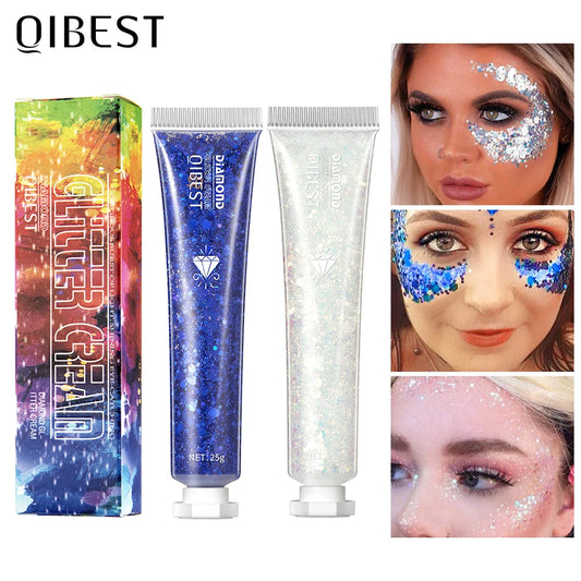 QIBEST Shimmer Highlighter Powder High Gloss Illuminator Powder Makeup For Face Lip Hair Body Highlight Makeup Glitter Gel Peaceful Pleasures Health and Wellness