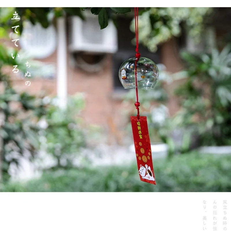 1pcs Japanese Wind Bell Handmade Wind Chimes Glass Furin Home Decors Spa Sakura Kitchen Office Decor Cherry Blossom Pattern Peaceful Pleasures Health and Wellness