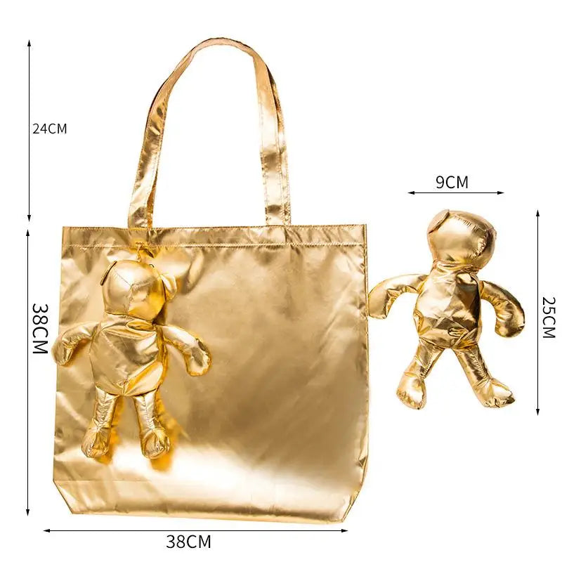 Cute Doll Foldable Tote Bag – Reusable Women's Shopping Bag