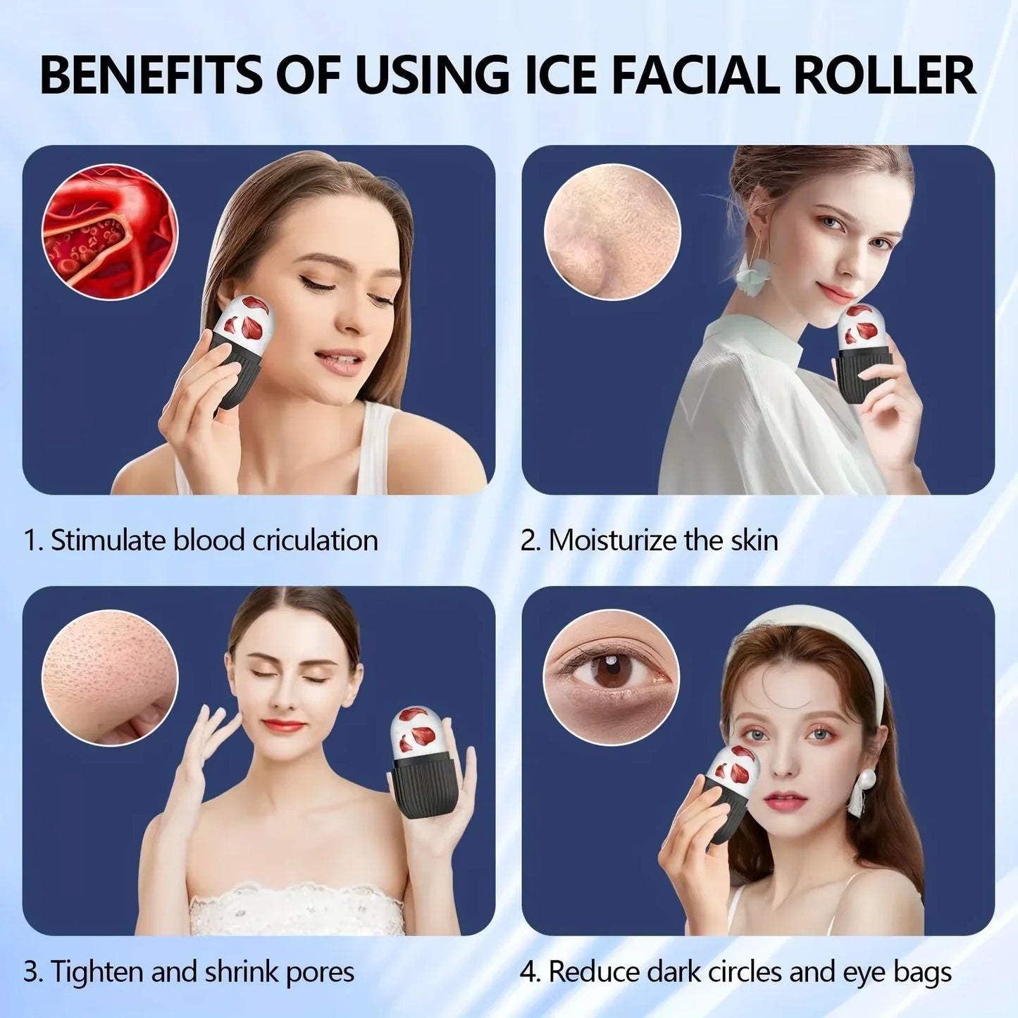 Silicone Ice Roller Massager for Face & Eyes | Cooling Skin Care