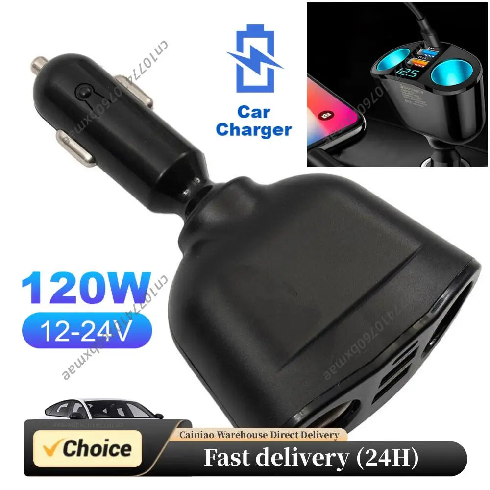 Car Cigarette Lighter Socket Splitter PD QC3.0 12V-24V Car Phone Charger 2.4A Phone Charger Socket for Mobile Phone DVR Charging Peaceful Pleasures Health and Wellness Default Title
