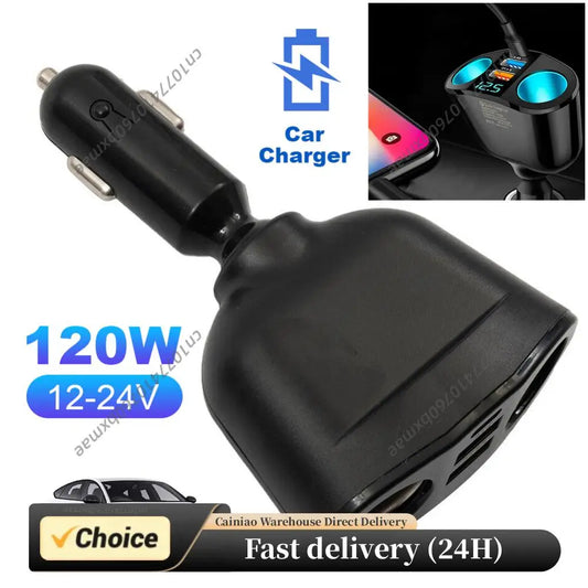 Car Cigarette Lighter Socket Splitter PD QC3.0 12V-24V Car Phone Charger 2.4A Phone Charger Socket for Mobile Phone DVR Charging Peaceful Pleasures Health and Wellness Default Title