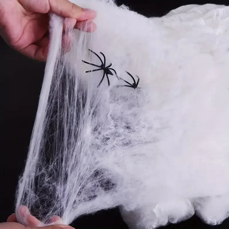 Halloween Stretchy Spider Web Cobweb Decoration Prop – 1–20 PCS