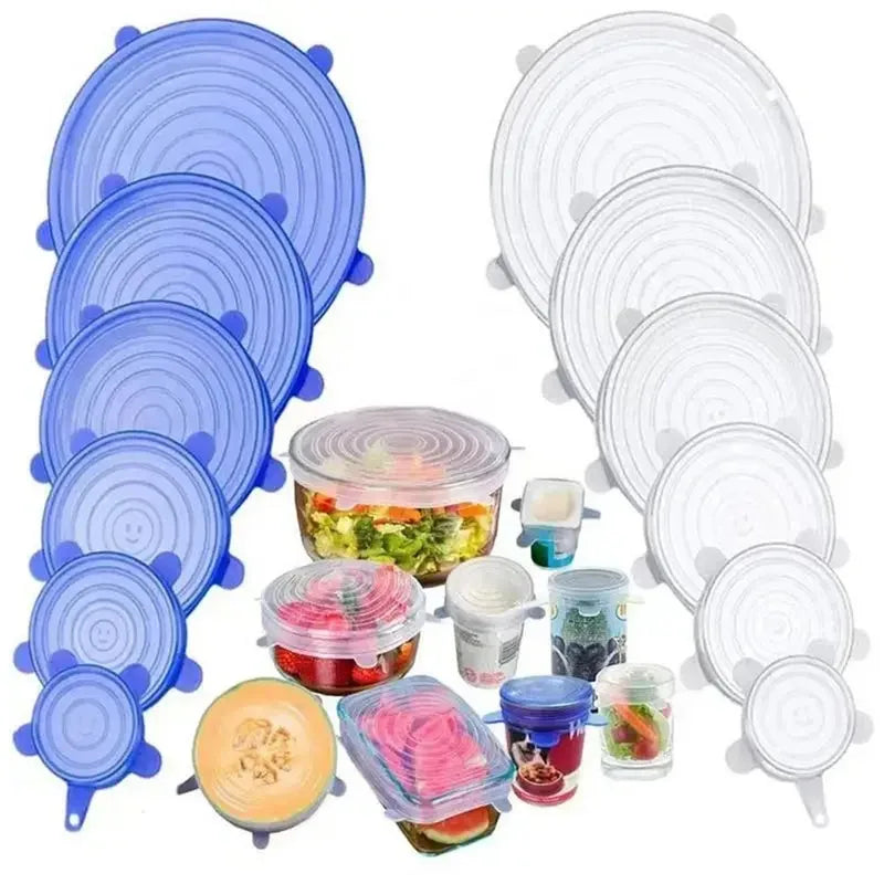 6Pcs Food Grade Silicone Preservation Cover Reusable Airtight Food Universal Dish Stretch Round Lids For Kitchen Accessories Peaceful Pleasures Health and Wellness