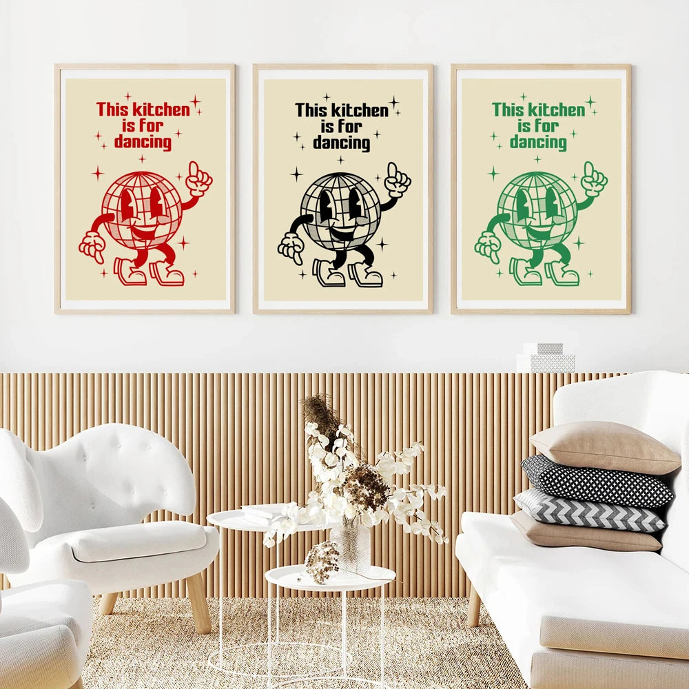 Retro Kitchen Food Cartoon Poster Character Coffee More Espresso Less Depresso Quotes Poster Wall Canvas Painting Room Decor Peaceful Pleasures Health and Wellness