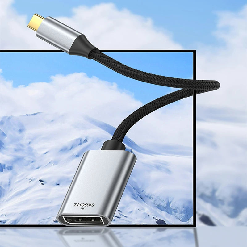 8K USB 3.1 Type C To Displayport Cable 8K@60Hz 4K@144Hz DP 1.4 Adapter USB C Display Port Video Adapter for MacBook Pro Air M1 Peaceful Pleasures Health and Wellness