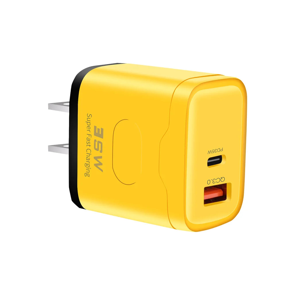 35W Dual Port PD+QC3.0 Fast Charger USB-C Wall Adapter