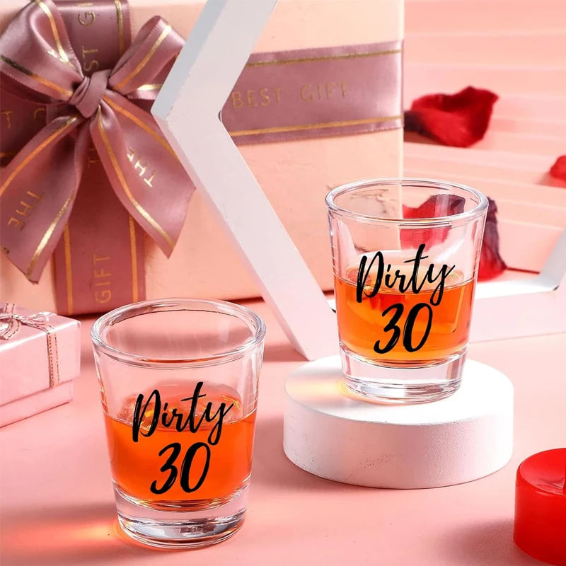 30th Birthday Shot Glasses Set of 2 – RIP 20s Dirty 30 Gift